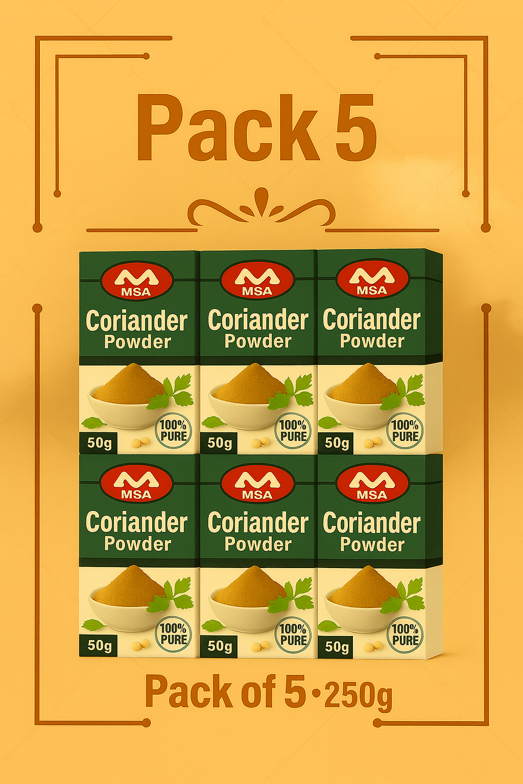MSA Coriander (Dhania) Powder – Pack of 5 (250g)