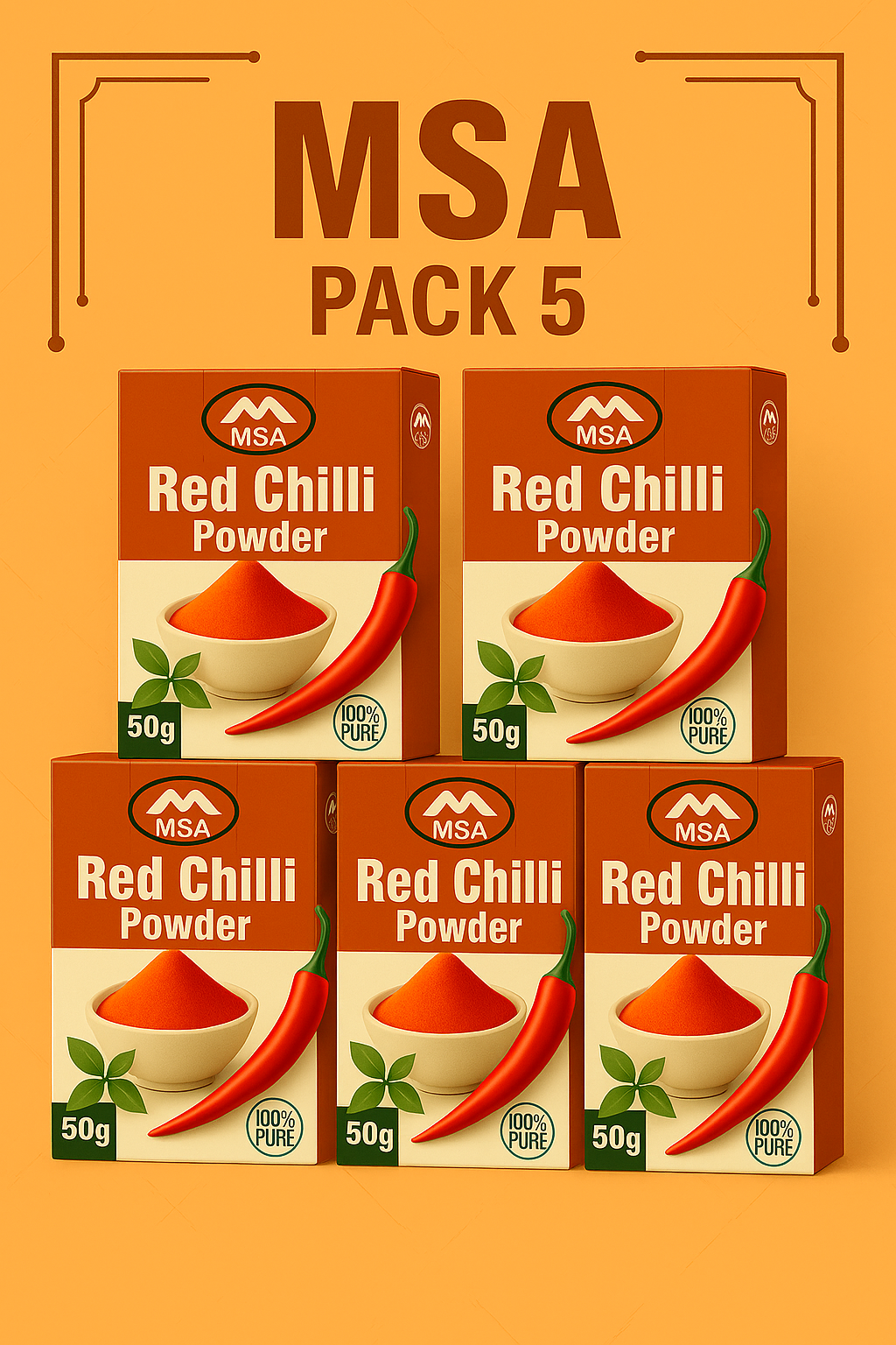MSA Red Chilli Powder – Pack of 5 (250g)