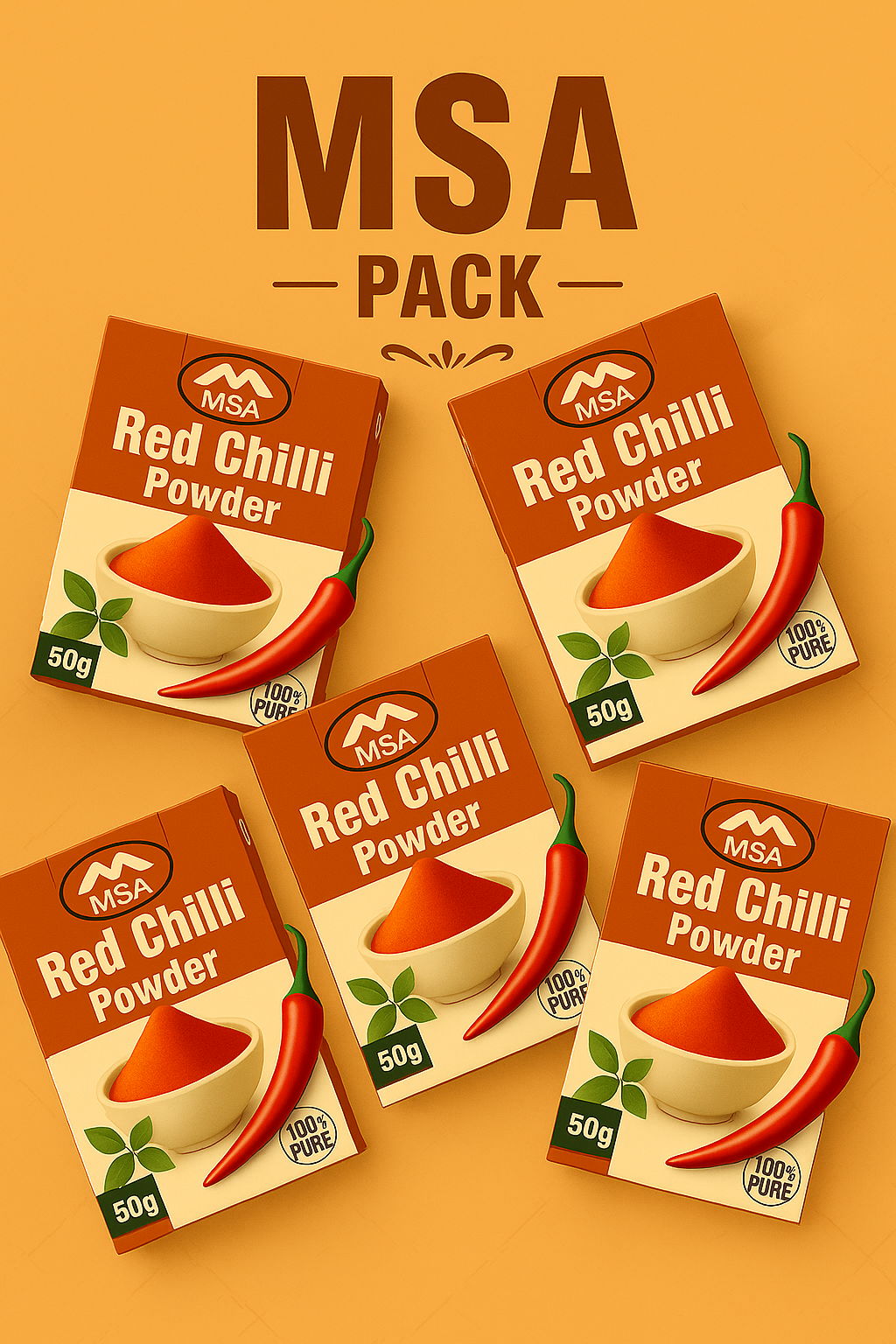 MSA Red Chilli Powder – Pack of 5 (250g)