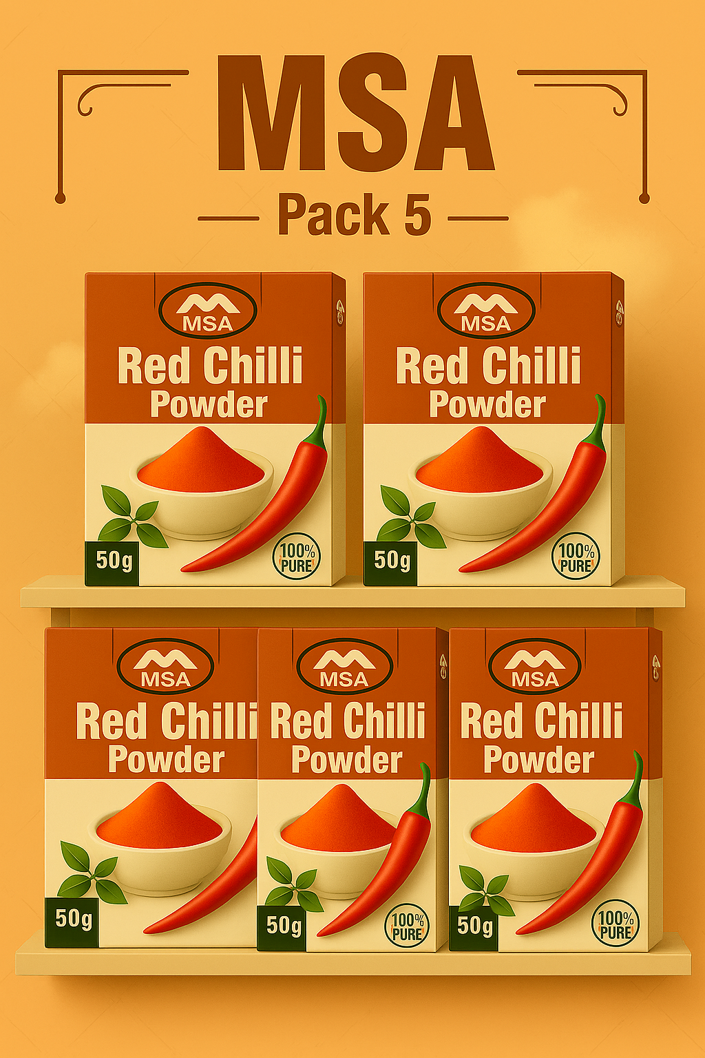 MSA Red Chilli Powder – Pack of 5 (250g)