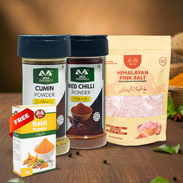 Pack of 3 Cumin 100g Bottle + Red Chilli 85g Bottle + Pink Salt 400g + Free Box