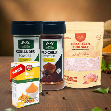 Pack of 3 Pink Salt 400g + Red Chilli 85g Bottle + Coriander 75g Bottle + Free Box
