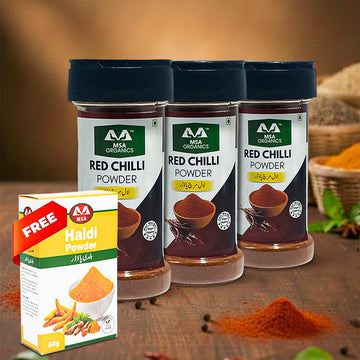 Pack of 3 Red Chilli 85g Bottle + Free Box