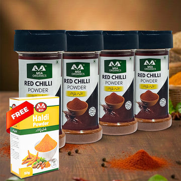 Pack of 4 Red Chilli 85g Bottle + Free Box