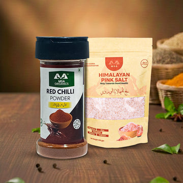 Pack of 2 Red Chilli 85g Bottle + Pink Salt 400g